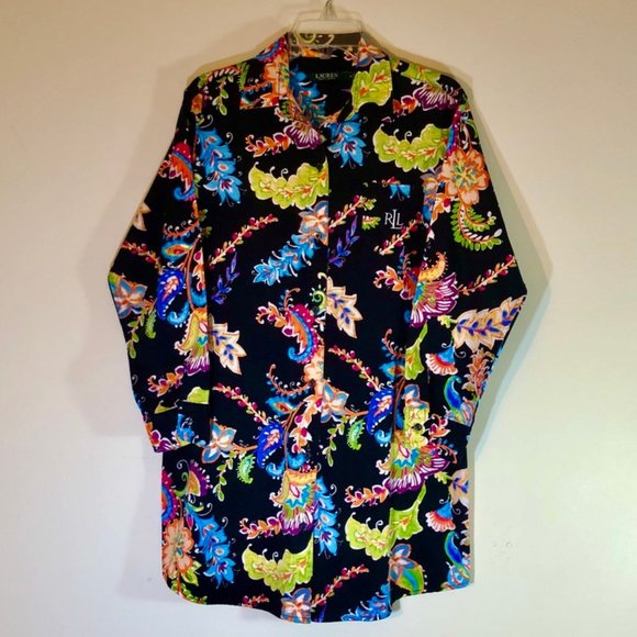 Lauren Ralph Lauren Other - Lauren Ralph Lauren Women's Sleep Shirt Long Sleeve Button Down Multicolor SZ M